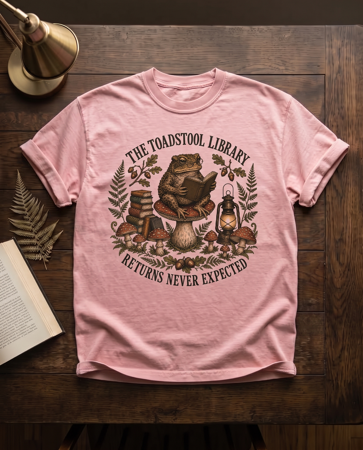 Returns Never Expected - Blossom pink Comfort Colors tee, styled flat lay